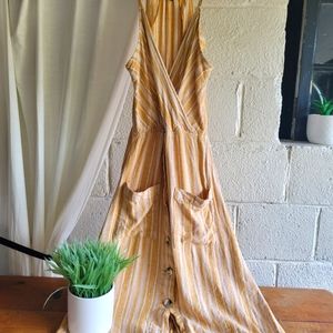 Yellow striped summer dress